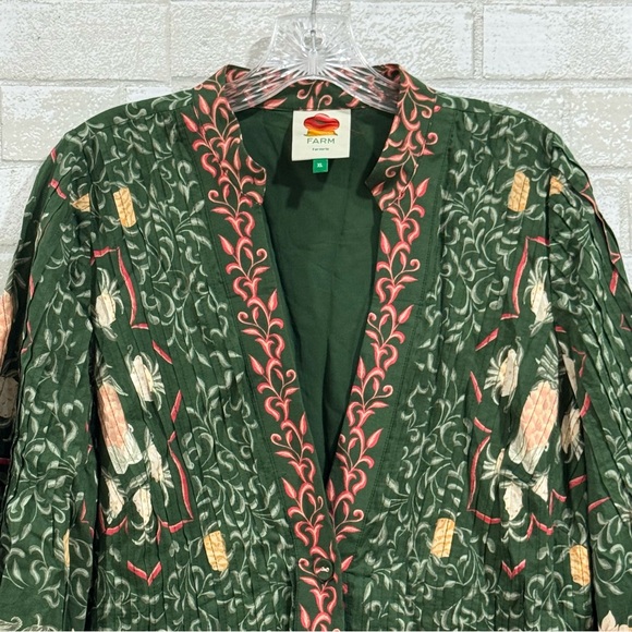 FARM RIO Green Pineapple Garden Long Sleeve Mini Dress - Green Multi - Sz - XL - Picture 5 of 13